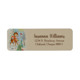Cute Vintage Christmas Deer Holiday Address