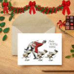 Cute Vintage Christmas Dogs And Man Dancing Thank You Card<br><div class="desc">A very Merry Christmas card of a man and his dogs dancing.  Personalise with your own message inside.</div>
