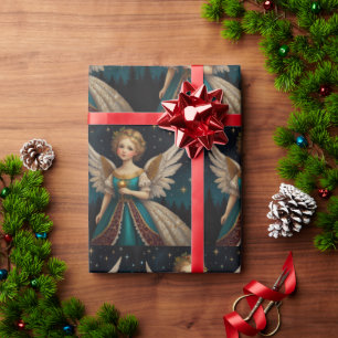 Cute Vintage Christmas Eve Angel Wrapping Paper