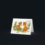 Cute Vintage Christmas Foxes Holiday Card<br><div class="desc">Original vintage illustration of cute little foxes at Christmas.
 Please visit my store for more products with high quality greeting card designs!   --></div>