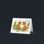 Cute Vintage Christmas Foxes Holiday Card<br><div class="desc">Original vintage illustration of cute little foxes at Christmas.
 Please visit my store for more products with high quality greeting card designs!   --></div>