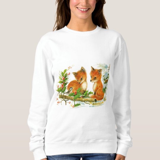 Cute Vintage Christmas Foxes Sweatshirt