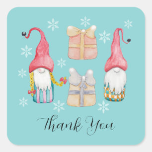 Cute Vintage Christmas Gift Gnome Square Sticker