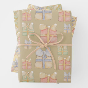 Cute Vintage Christmas Gifts Hand-painted Wrapping Paper Sheet