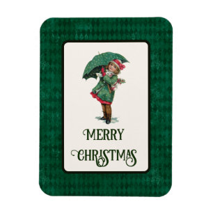 Cute Vintage Christmas Girl Holiday  Magnet