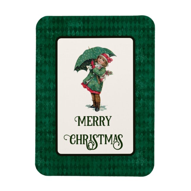Cute Vintage Christmas Girl Holiday  Magnet (Vertical)