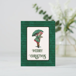 Cute Vintage Christmas Girl Holiday Postcard