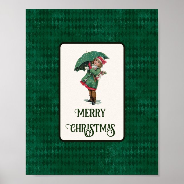 Cute Vintage Christmas Girl Holiday   Poster (Front)