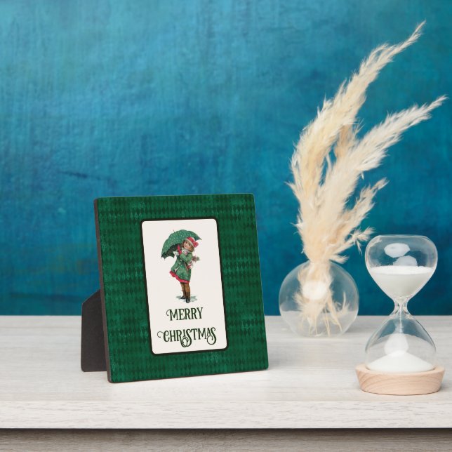 Cute Vintage Christmas Girl Tabletop Plaque (Insitu)