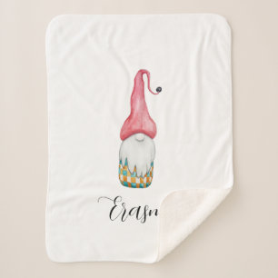 Cute Vintage Christmas Gnome Sherpa Blanket