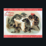 Cute Vintage Christmas Kitten Cat Postcard<br><div class="desc">Wish everyone a merry Christmas this year with this cute vintage kitten cat postcard!</div>