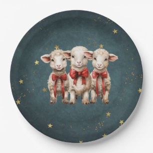 Cute vintage christmas Lambs Paper Plate