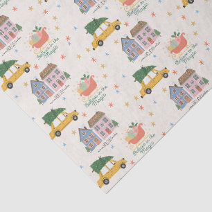Cute Vintage Christmas on ecru Tissue Paper