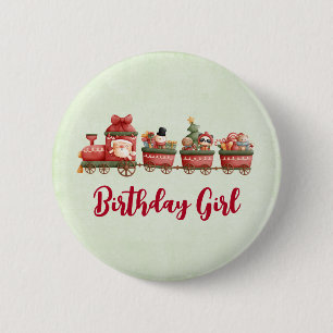 Cute Vintage Christmas Train with Toys Birthday 6 Cm Round Badge