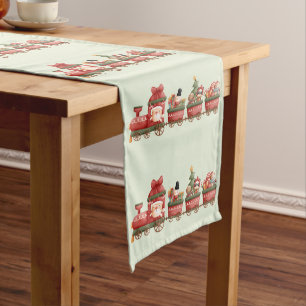 Cute Vintage Christmas Train with Toys Medium Table Runner