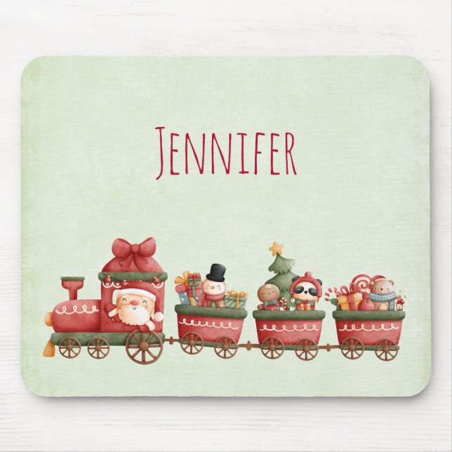 Cute Vintage Christmas Train with Toys Mouse Mat (Front)
