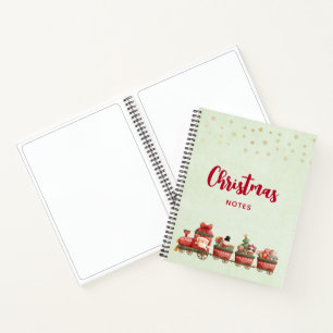 Cute Vintage Christmas Train with Toys Notebook