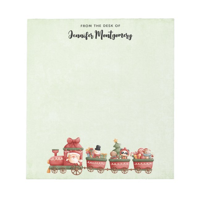 Cute Vintage Christmas Train with Toys Notepad (Front)