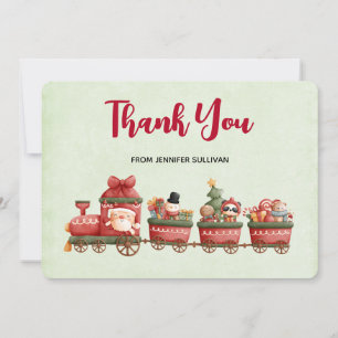 Cute Vintage Christmas Train with Toys Thank You
