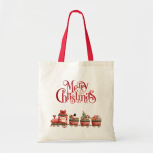 Cute Vintage Christmas Train with Toys Tote Bag