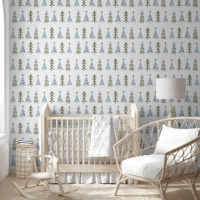 Cute Vintage Christmas trees Wallpaper (Kids)
