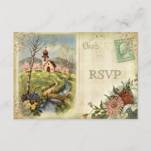 Cute Vintage Church RSVP Wedding
