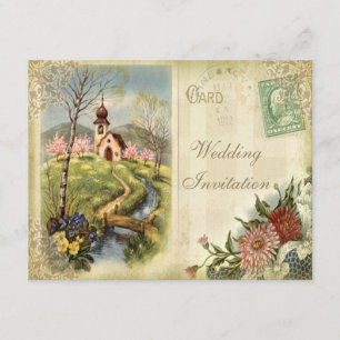 Cute Vintage Church Wedding Invitation