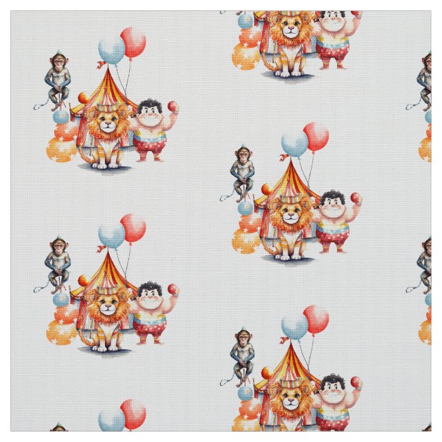 Cute Vintage Circus Animals Fabric (Swatch)
