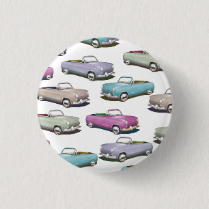 Cute vintage classic cars pattern 3 cm round badge