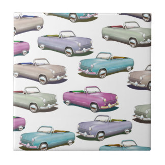 Cute vintage classic cars pattern tile