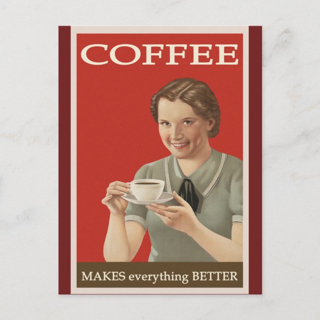 Cute Vintage Coffee Poster Postcard (Front)