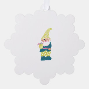 Cute vintage colorful garden gnomes   tree decoration card