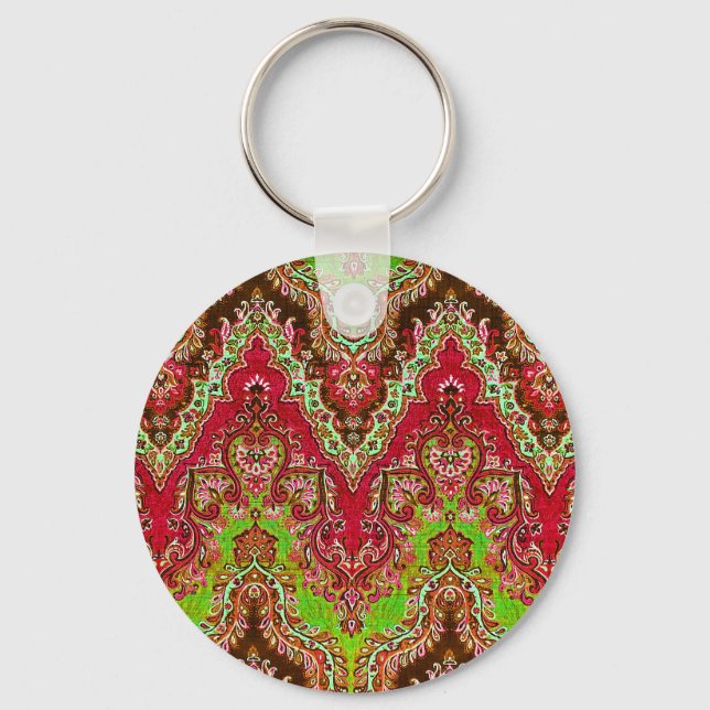 Cute vintage colourful arabic pattern  key ring (Front)