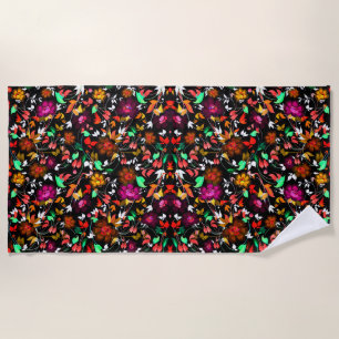 Cute vintage colourful floral texture beach towel