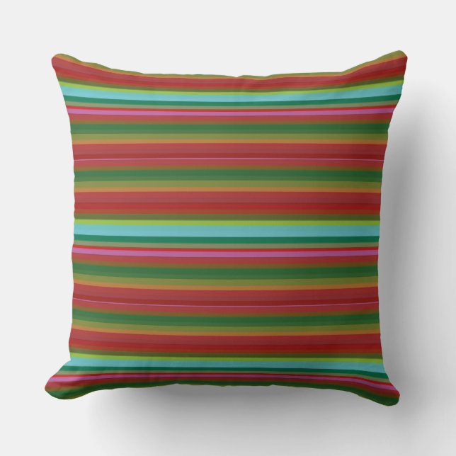 Cute vintage colourful stripes cushion (Front)