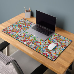 Cute vintage colourful white paisley patterns jigs desk mat
