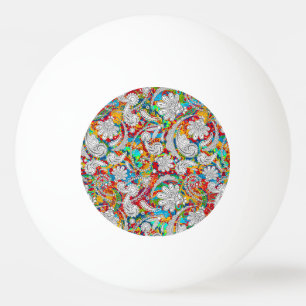 Cute vintage colourful white paisley patterns roun ping pong ball
