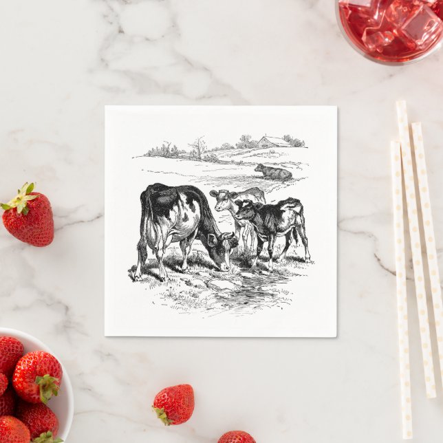 cute vintage Country cow party Napkin (Insitu)
