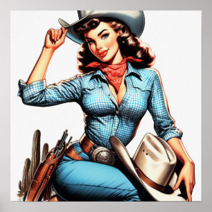 Cute Vintage Country Girl Poster
