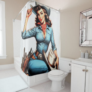 Cute Vintage Country Girl Shower Curtain