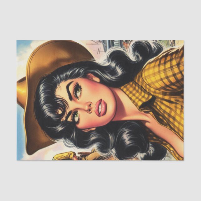 Cute Vintage Country Pin-up Tissue Paper (Front)