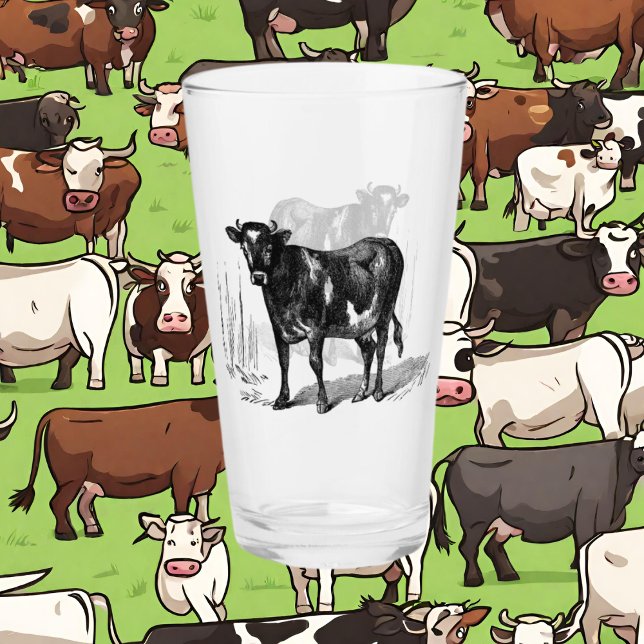 Cute vintage cow Country glass (Creator Uploaded)