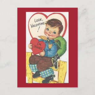 Cute Vintage Cowboy 1950's Valentine Postcard