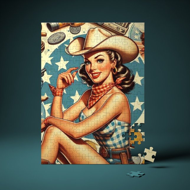 Cute Vintage Cowgirl Jigsaw Puzzle (Creator Uploaded)