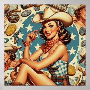 Cute Vintage Cowgirl Poster