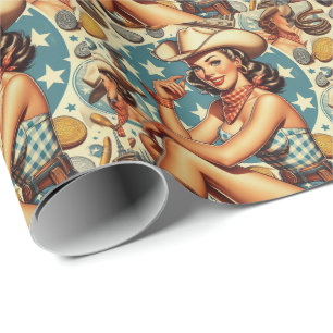 Cute Vintage Cowgirl Wrapping Paper