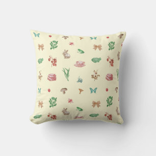 Cute Vintage Cream Cottagecore Aesthetic Pattern Cushion