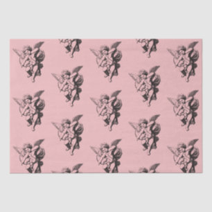 Cute Vintage Cupid Angel on Pink Tissue Paper