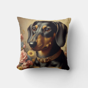 Cute Vintage Dachshund Painting Cushion