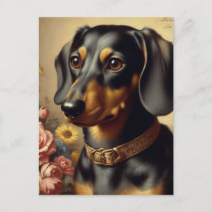 Cute Vintage Dachshund Painting Postcard